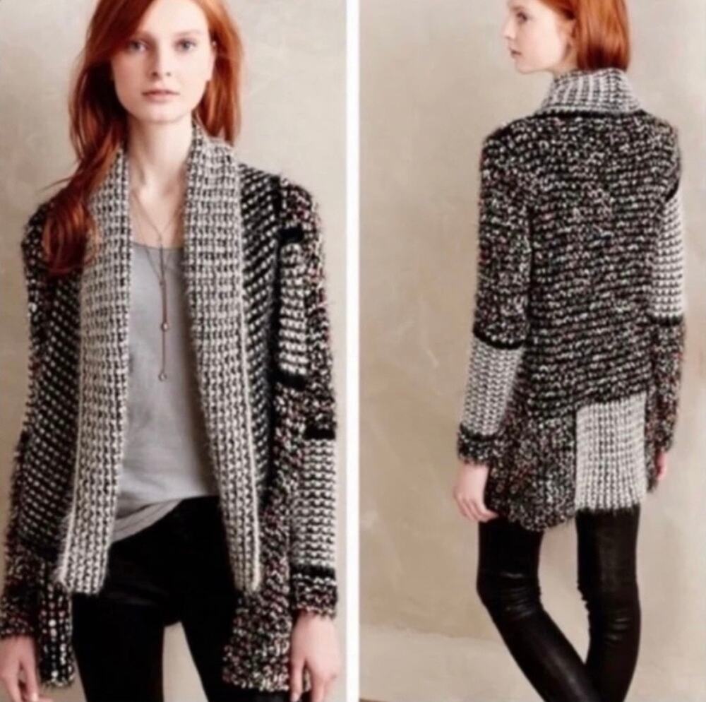 La Fee Verte Anthropologie Size XS Oona Confetti Eyelash Knit Cardigan Sweater